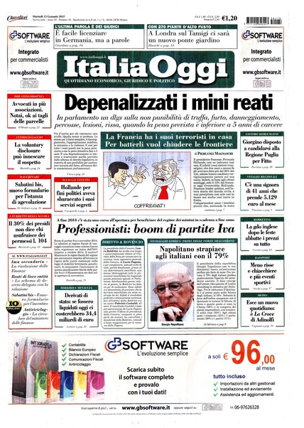 Italia oggi : quotidiano di economia finanza e politica